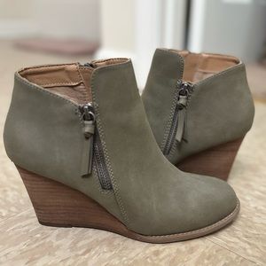 Olive Wedge Booties